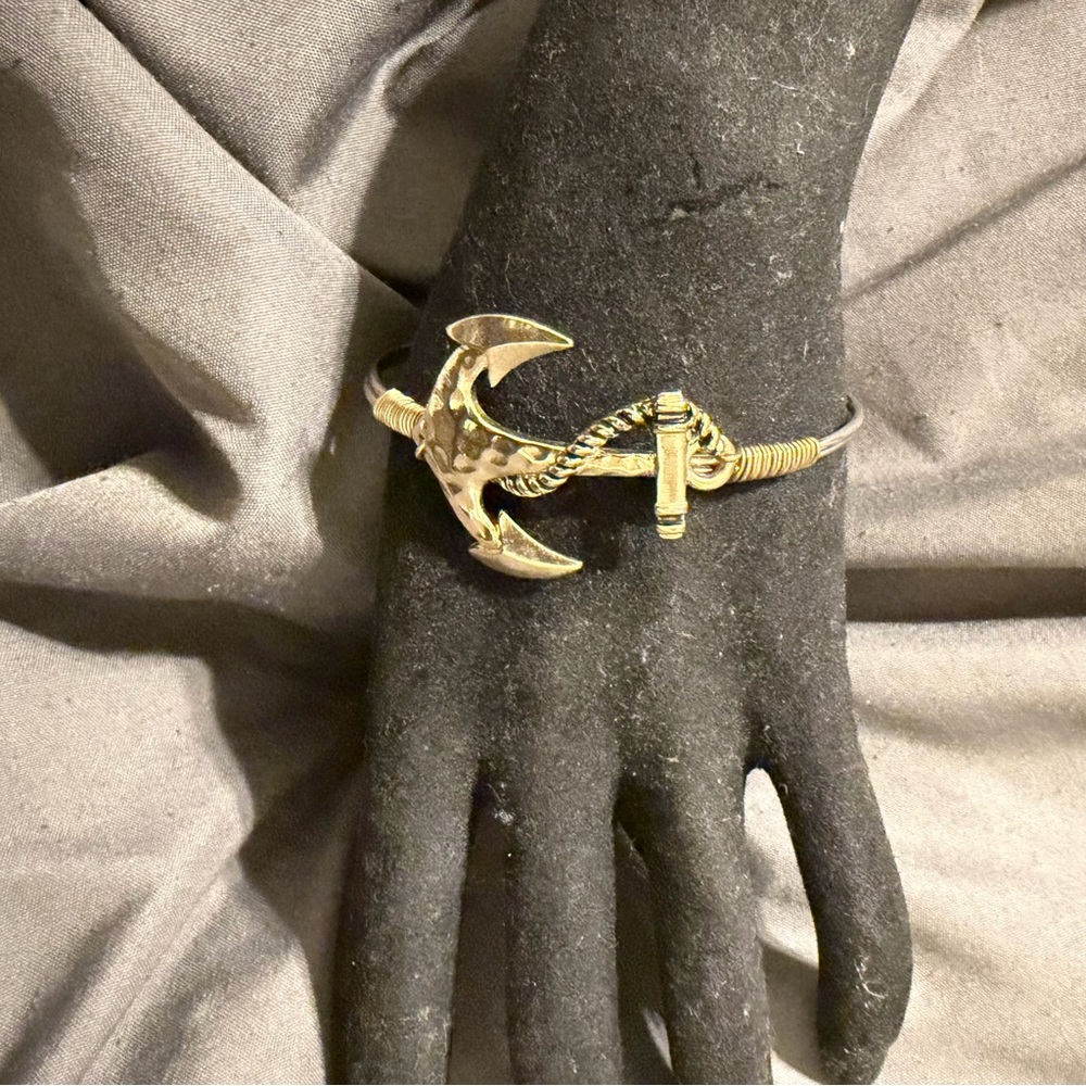 Nautically Themed Two Tone Silver and  Gold Anchor Bracelet